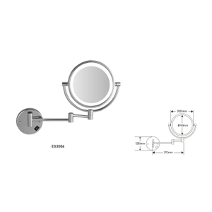 Hotel comercial Round Baño redondo LED de doble cara 3x Espejos de maquillaje de aumento