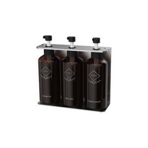 Soporte de botella de acero inoxidable plateado con capacidad de 3 x 500 ml 