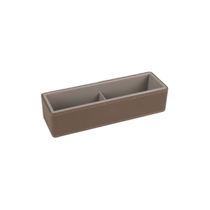 Bandeja de soporte de bolsitos de cuero marrón de hotel disponible para el OEM para bolsa de té de café